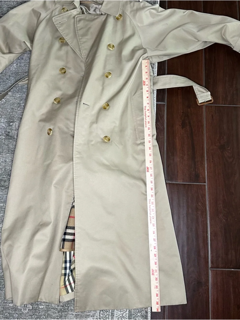 Vintage Burberrys Trench Coat Size 4 XLong Wool Liner Beige Classic Nova Check - Picture 11 of 16